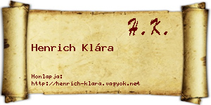 Henrich Klára névjegykártya
